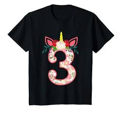 Kinder 3. Geburtstag Unicorn Mädchen 3 Jahre Einhorn Geschenk T-Shirt von Kindergeburtstag Fun Shirts für Jungen & Mädchen