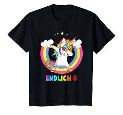 Kinder 5. Geburtstag Einhorn Regenbogen 5 Jahre Dabbing Einhorn T-Shirt von Kindergeburtstag Fun Shirts für Jungen & Mädchen