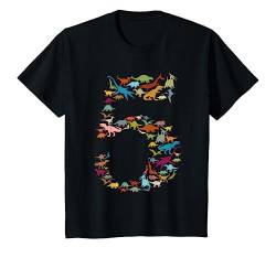 Kinder Dinosaurier 5.Geburtstag Jungen ich bin 5 Jahre Geschenk T-Shirt von Kindergeburtstag Fun Shirts für Jungen & Mädchen