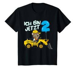 Kinder Geburtstagsshirt 2 Jahre Kinder Junge Bär Bagger Ich bin 2 T-Shirt von Kindergeburtstag Fun Shirts für Jungen & Mädchen