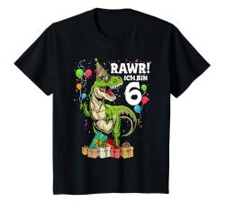 Kinder Geburtstagsshirt 6 Jahre Junge Dinosaurier Dino Ich bin 6 T-Shirt von Kindergeburtstag Fun Shirts für Jungen & Mädchen