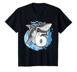 Kinder Geburtstagsshirt 6 Jahre Junge Kinder Hai Shark Ich bin 6 T-Shirt von Kindergeburtstag Fun Shirts für Jungen & Mädchen
