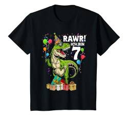 Kinder Geburtstagsshirt 7 Jahre Junge Dinosaurier Dino Ich bin 7 T-Shirt von Kindergeburtstag Fun Shirts für Jungen & Mädchen