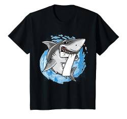 Kinder Geburtstagsshirt 7 Jahre Junge Kinder Hai Shark Ich bin 7 T-Shirt von Kindergeburtstag Fun Shirts für Jungen & Mädchen