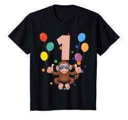 Kinder 1. Geburtstag Kindergeburtstag 1 Jahre Affe T-Shirt von Kindergeburtstag Geburtstagsshirt Jungen Mädchen