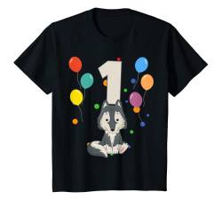 Kinder 1. Geburtstag Kindergeburtstag 1 Jahre Wolf T-Shirt von Kindergeburtstag Geburtstagsshirt Jungen Mädchen