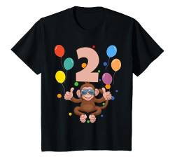 Kinder 2. Geburtstag Kindergeburtstag 2 Jahre Affe T-Shirt von Kindergeburtstag Geburtstagsshirt Jungen Mädchen