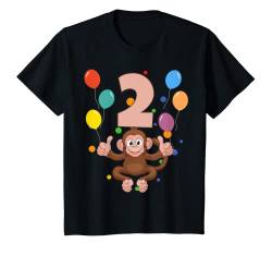 Kinder 2. Geburtstag Kindergeburtstag 2 Jahre Affe T-Shirt von Kindergeburtstag Geburtstagsshirt Jungen Mädchen