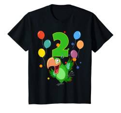 Kinder 2. Geburtstag Kindergeburtstag 2 Jahre Papagei T-Shirt von Kindergeburtstag Geburtstagsshirt Jungen Mädchen