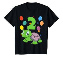 Kinder 2. Geburtstag Kindergeburtstag 2 Jahre Schildkröte T-Shirt von Kindergeburtstag Geburtstagsshirt Jungen Mädchen