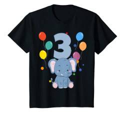 Kinder 3. Geburtstag Kindergeburtstag 3 Jahre Elefant T-Shirt von Kindergeburtstag Geburtstagsshirt Jungen Mädchen