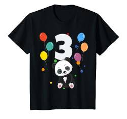 Kinder 3. Geburtstag Kindergeburtstag 3 Jahre Panda T-Shirt von Kindergeburtstag Geburtstagsshirt Jungen Mädchen