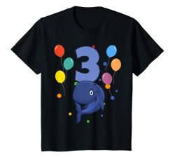 Kinder 3. Geburtstag Kindergeburtstag 3 Jahre Wal T-Shirt von Kindergeburtstag Geburtstagsshirt Jungen Mädchen