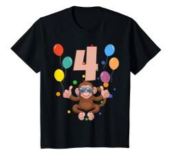 Kinder 4. Geburtstag Kindergeburtstag 4 Jahre Affe T-Shirt von Kindergeburtstag Geburtstagsshirt Jungen Mädchen