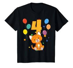 Kinder 4. Geburtstag Kindergeburtstag 4 Jahre Katze T-Shirt von Kindergeburtstag Geburtstagsshirt Jungen Mädchen