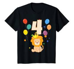 Kinder 4. Geburtstag Kindergeburtstag 4 Jahre Löwe T-Shirt von Kindergeburtstag Geburtstagsshirt Jungen Mädchen