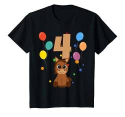 Kinder 4. Geburtstag Kindergeburtstag 4 Jahre Pferd T-Shirt von Kindergeburtstag Geburtstagsshirt Jungen Mädchen