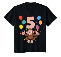 Kinder 5. Geburtstag Kindergeburtstag 5 Jahre Affe T-Shirt von Kindergeburtstag Geburtstagsshirt Jungen Mädchen