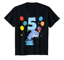Kinder 5. Geburtstag Kindergeburtstag 5 Jahre Delphin T-Shirt von Kindergeburtstag Geburtstagsshirt Jungen Mädchen