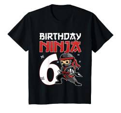 Kinder Birthday Ninja - 6. Geburtstags Geschenk Jungen T-Shirt von Kindergeburtstag Geschenk Kids Ninja Shirts