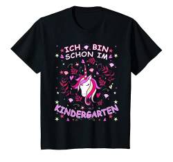 Kinder Einhorn Ich bin im Kindergarten Kindergartenkind Mädchen T-Shirt von Kindergeburtstag Geschenkidee Geburtstagsgeschenk