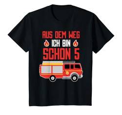 Kinder 5. Geburtstag Feuerwehr Feuerwehrauto Ich Bin Schon 5 T-Shirt von Kindergeburtstag Outfits Jungen & Mädchen by RoLi