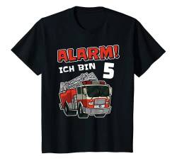 Kinder 5. Geburtstag Jungen 5 Jahre Feuerwehr Feuerwehrauto T-Shirt von Kindergeburtstag Outfits Jungen & Mädchen by RoLi
