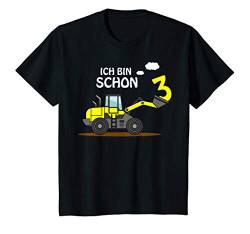 Kinder Ich bin schon 3 Radlader 3. Geburtstag - Kinder Bauarbeiter T-Shirt von Kindergeburtstag Outfits und Geschenke für Kinder