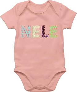 Kinderzeuch BZ10 Baby Strampler Body Bodysuit kurzarm - Mädchen - Name - NELE Punkte Bunt - 1/3 Monate - Babyrosa von Kinderzeuch