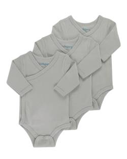 Kindsgard Wickelbody 3er-Pack Langarm Grau - Größe 56 - Baby Body Langarm - Einfaches An- & Ausziehen - Zertifiziert nach Oeko-TEX Standard von Kindsgard