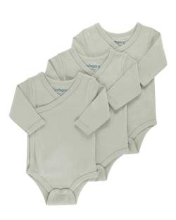 Kindsgard Wickelbody 3er-Pack Langarm Taupe - Größe 74 - Baby Body Langarm - Einfaches An- & Ausziehen - Zertifiziert nach OEKO-TEX Standard von Kindsgard