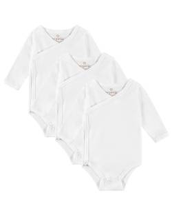 Kindsgard Wickelbody 3er-Pack Langarm Weiß - Größe 50 - Baby Body Langarm - Einfaches An- & Ausziehen - Zertifiziert nach OEKO-TEX Standard von Kindsgard