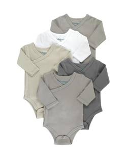 Kindsgard Wickelbody 5er-Pack Langarm Grau - Größe 68 - Baby Body Langarm - Einfaches An- & Ausziehen - Zertifiziert nach OEKO-TEX Standard von Kindsgard