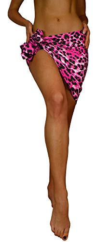 Funky Hawaii Cover-up Pareo Sarong, Print Leopard, Ultra Pink, KLEIN von King Kameha