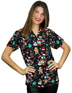 Hawaiihemd Hawaiibluse Weihnachten, Christmas Gingerbread, schwarz, L von King Kameha