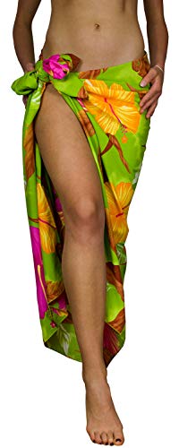 King Kameha Funky Hawaii Cover-up Pareo Sarong, Big Flower, Hellgrün, Gross von King Kameha