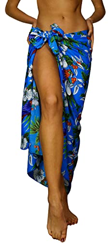 King Kameha Funky Hawaii Cover-up Pareo Sarong, Cherryparrot, Blau, Gross von King Kameha