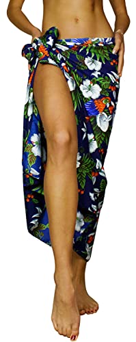 King Kameha Funky Hawaii Cover-up Pareo Sarong, Cherryparrot, Dunkelblau, Gross von King Kameha