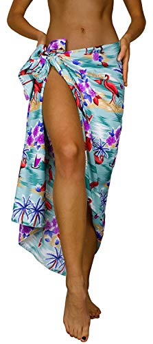 King Kameha Funky Hawaii Cover-up Pareo Sarong, Flamingos, Minzgrün, Gross von King Kameha