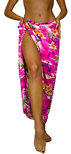 King Kameha Funky Hawaii Cover-up Pareo Sarong, Flamingos, Pink, Gross von King Kameha