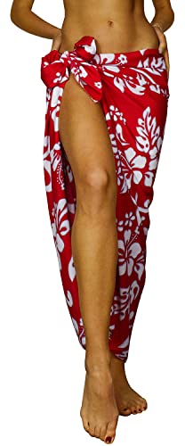 King Kameha Funky Hawaii Cover-up Pareo Sarong, Hibiskus, Ferrarirot, Gross von King Kameha