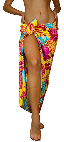 King Kameha Funky Hawaii Cover-up Pareo Sarong, Pineapple, Gelb, Gross von King Kameha