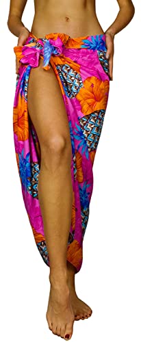 King Kameha Funky Hawaii Cover-up Pareo Sarong, Pineapple Hibiscus, Shadow Pink, Gross von King Kameha