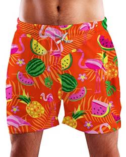 King Kameha Funky Hawaii Schwimm-Hose Bade-Hose Bade-Shorts, Flamingo Melon, Orange, M von King Kameha
