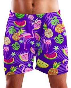 King Kameha Funky Hawaii Schwimm-Hose Bade-Hose Bade-Shorts, Flamingo Melon, Violett, XL von King Kameha