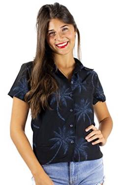 King Kameha Funky Hawaiibluse, Hawaiihemd, Kurzarm, Palmshadow, Schwarz, XL von King Kameha