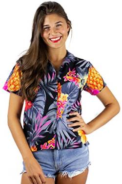 King Kameha Funky Hawaiibluse, Hawaiihemd, Kurzarm, Pineapple, Schwarz Grau, L von King Kameha