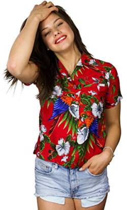 King Kameha Funky Hawaiibluse, Hawaiihemd, Kurzarm, Print Cherryparrot, Rot, XS von King Kameha