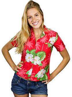 King Kameha Funky Hawaiibluse, Hawaiihemd, Kurzarm, Print Small Flower, Rot, XL von King Kameha