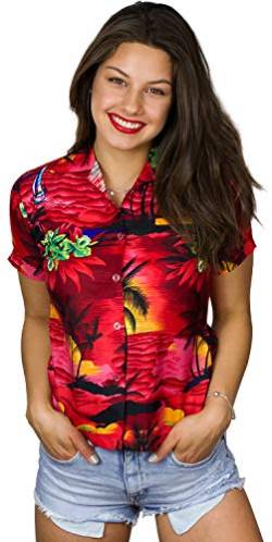 King Kameha Funky Hawaiibluse, Hawaiihemd, Kurzarm, Print Surf, Rot, XL von King Kameha